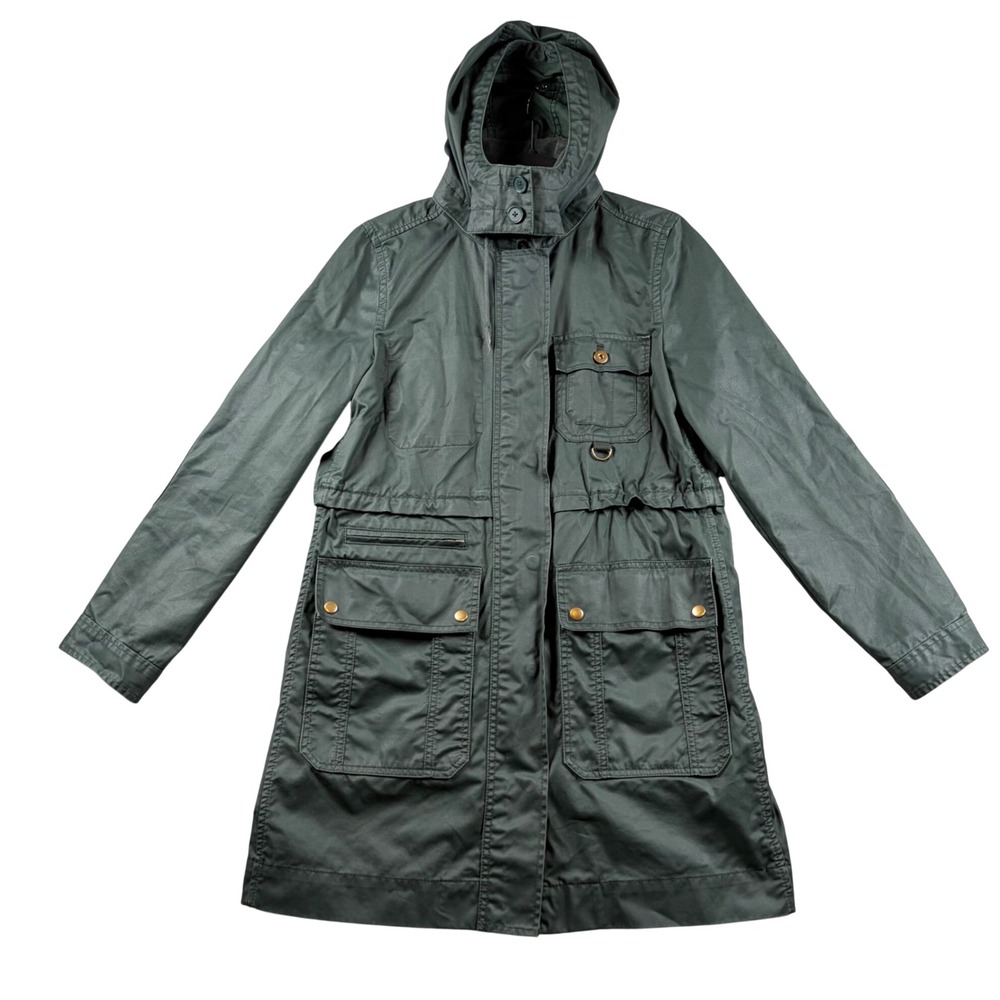 JCrew Downtown Green Field Mechanic Jacket Hooded Utility Military Parka Women M